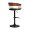 Armen Living Larisa Adjustable Walnut Wood Bar Stool in Black Faux Leather with Black Metal LCLABAWABLK - alternate 5